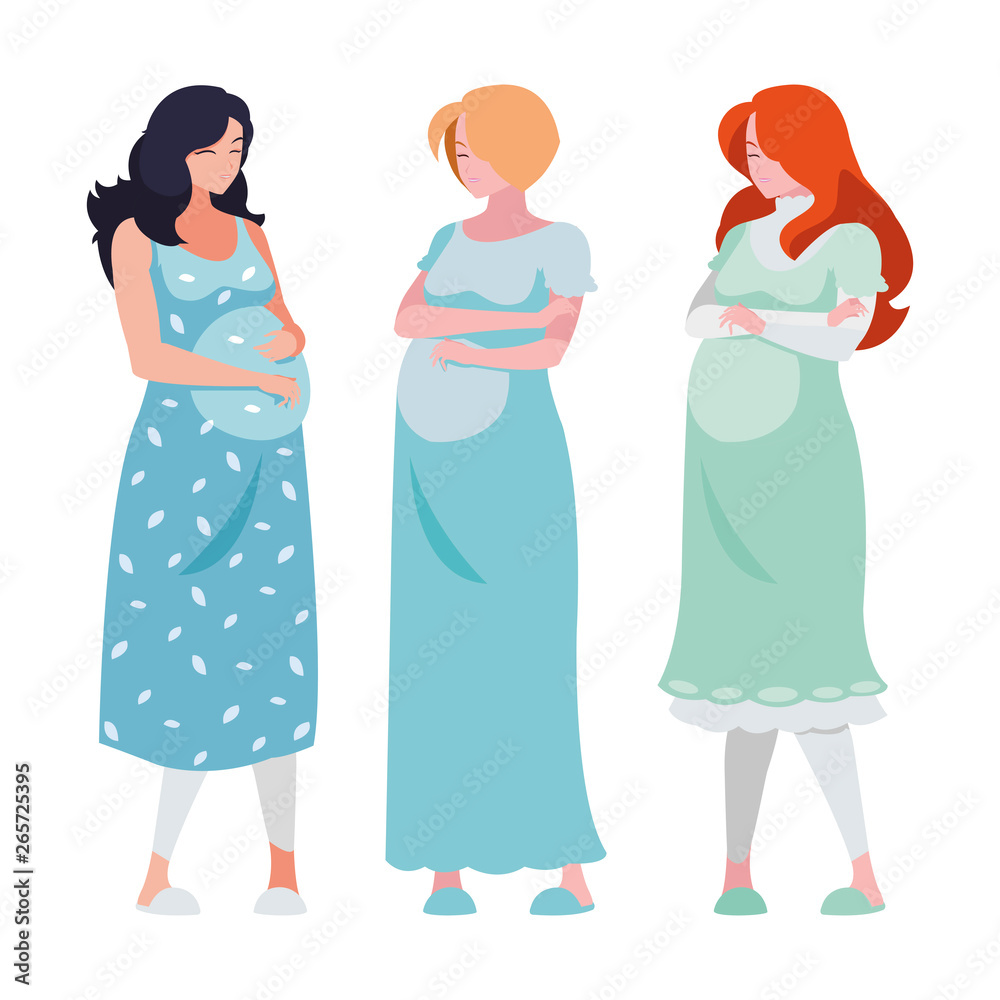 group of beautiful pregnancy women characters group of beautiful pregnancy women characters
