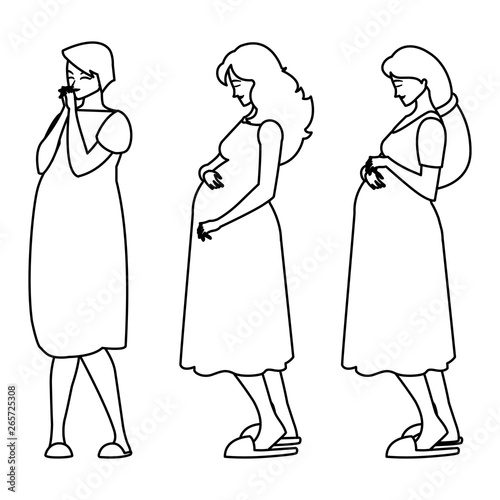group of beautiful pregnancy women characters