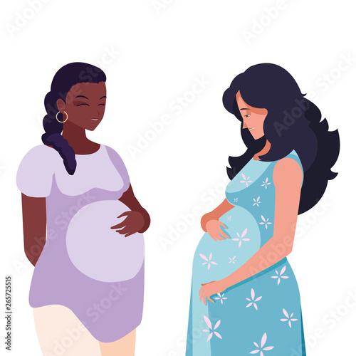 interracial couple of pregnancy women characters