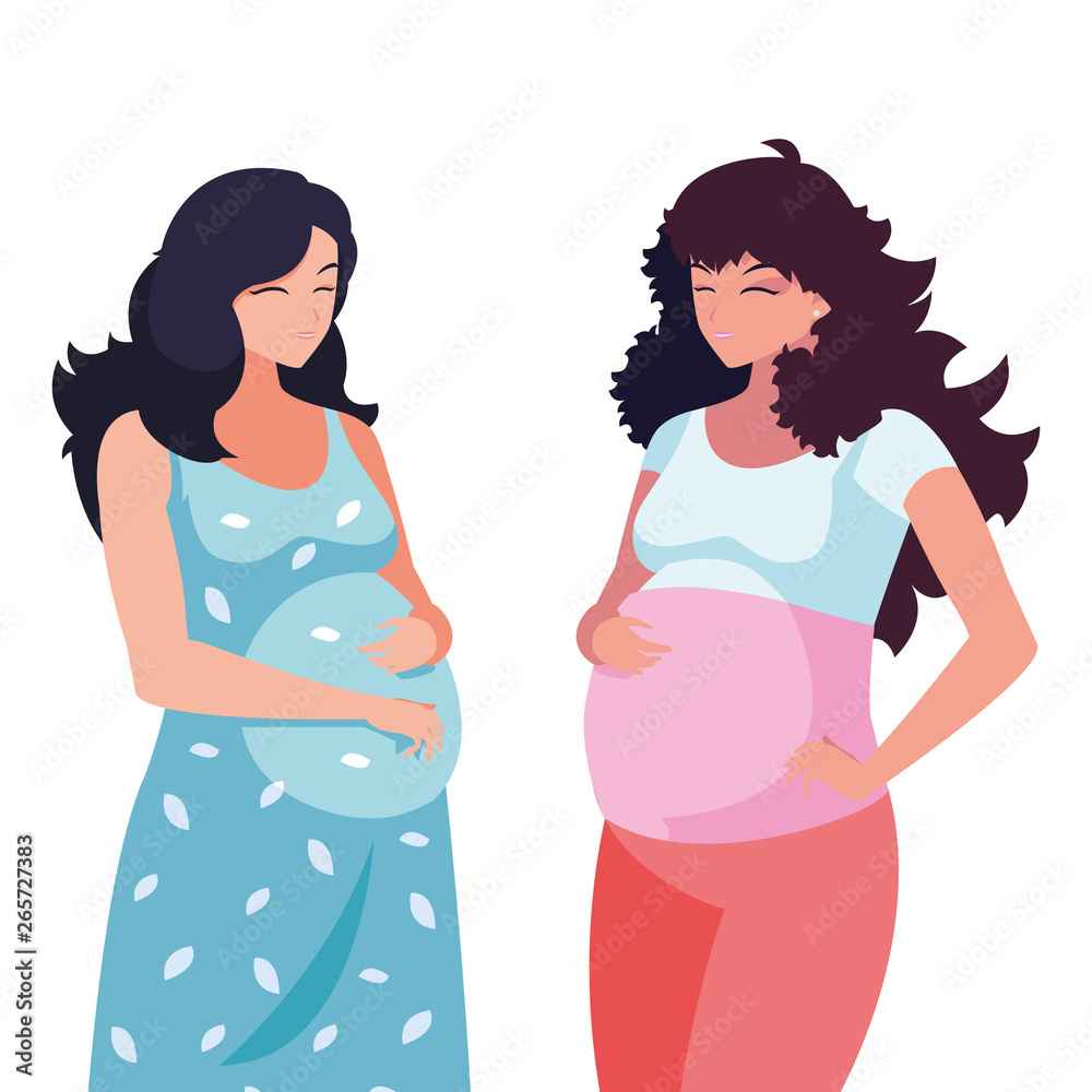 couple of beautiful pregnancy women characters couple of beautiful pregnancy women characters