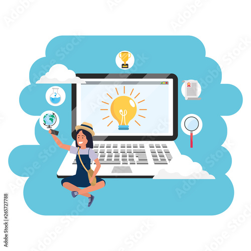Online education millennial student laptop splash frame