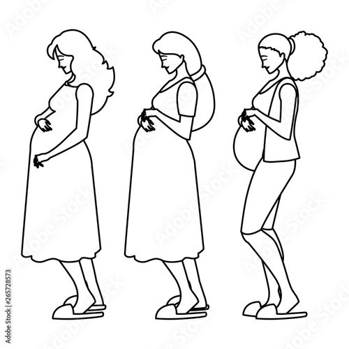 group of beautiful pregnancy women characters