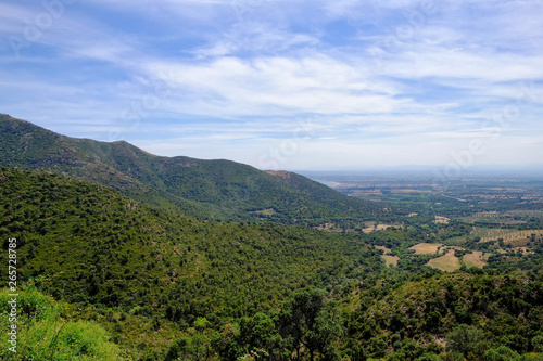 View of the Pla del Emporda and the Roses village in the north of Catalonia  Spain