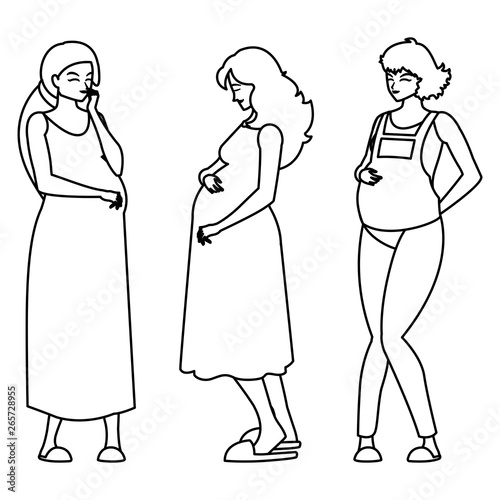 group of beautiful pregnancy women characters