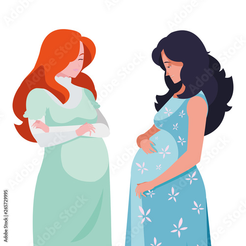 couple of beautiful pregnancy women characters