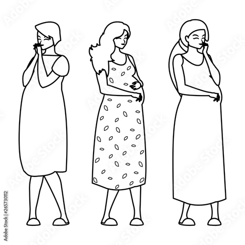 group of beautiful pregnancy women characters