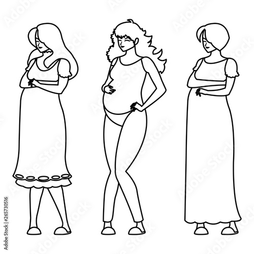group of beautiful pregnancy women characters