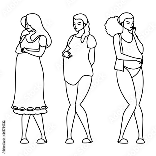 group of beautiful pregnancy women characters