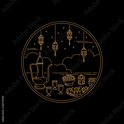 Eid Al-Fitr Celebration Line art