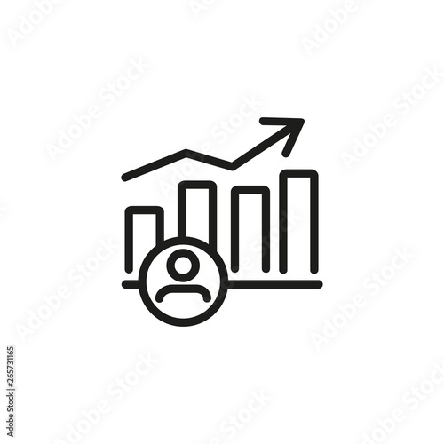 Employee profit line icon. Worker pic, graph, growth diagram. Human resource concept. Vector illustration can be used for topics like career, performance, productivity