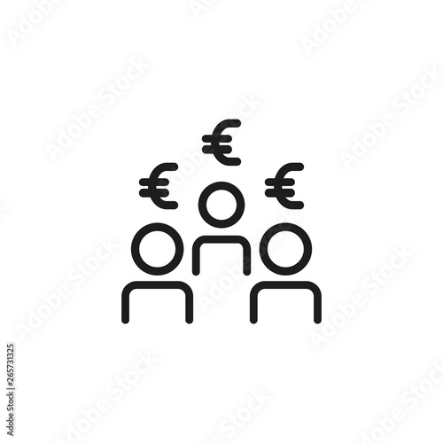 Head hunters line icon. People, team, euro symbols. Human resource concept. Vector illustration can be used for topics like recruiters, money, brokers