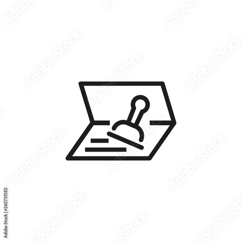 Visa line icon. Foreign passport, seal, stamp. Legal documents concept. Vector illustration can be used for topics like border, consul residence, immigration