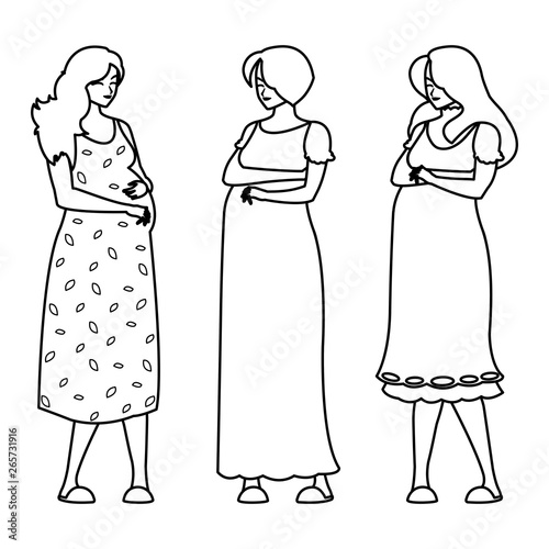group of beautiful pregnancy women characters
