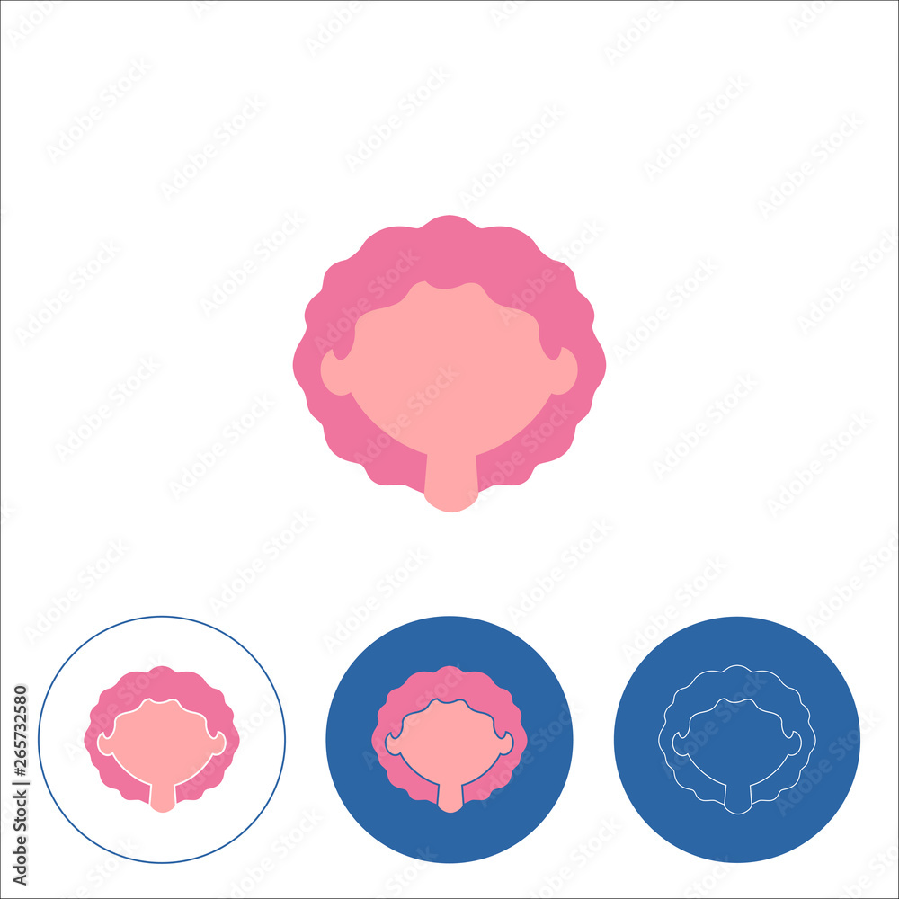 Icon with girl wavy hair. Vector illustration Icon with girl wavy hair. Vector illustration