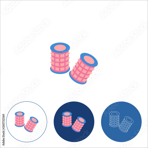 Icon with curlers. Hairdressing equipment. Editable stroke.