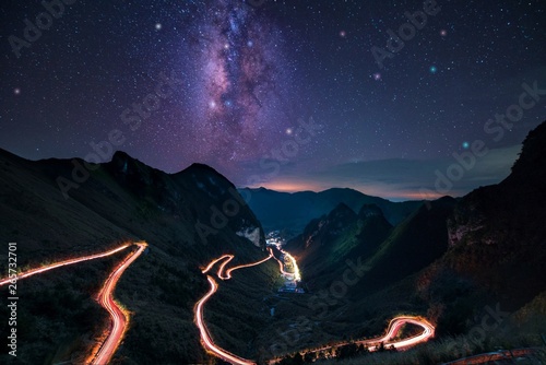 curved road and the  galaxy