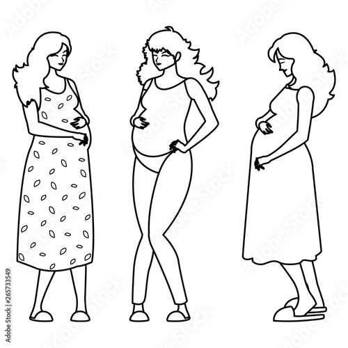 group of beautiful pregnancy women characters