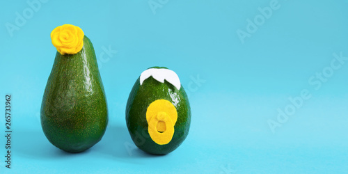 Minimal original avocado concept for party invitations and holidays greeting cards