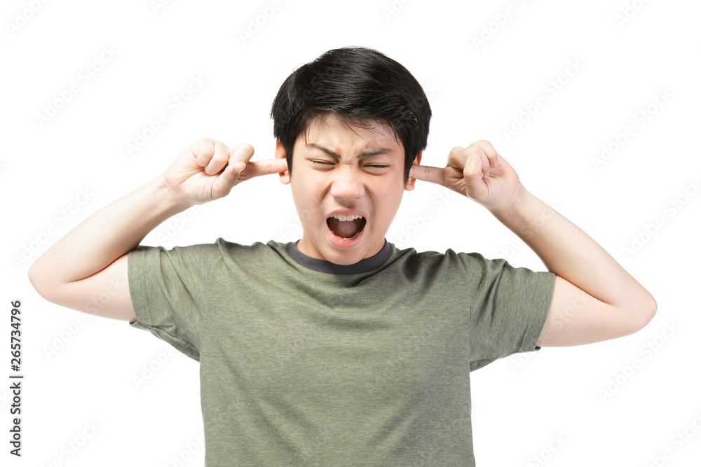 Portrait Young Asian boy over white background, be upset; have a bad temper emotional portrait of teen boy wearing t-shirt. Thoughtful teenager, isolated on white background. Portrait Young Asian boy over white background, be upset; have a bad temper emotional portrait of teen boy wearing t-shirt. Thoughtful teenager, isolated on white background.