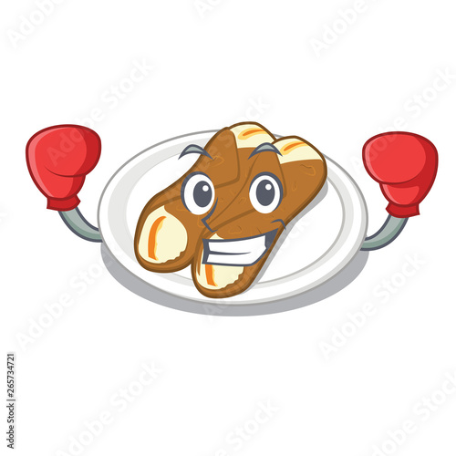 Boxing cannoli is served on mascot plate