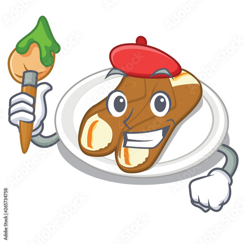 Artist cannoli is served on mascot plate