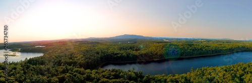 Mount Monadnock Aerial View Panorama in New Hampshire at Sunset in Summer