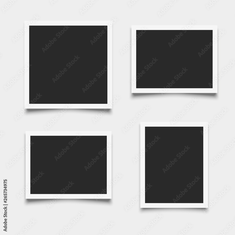 Set of empty photo frames on white background - obrazy, fototapety, plakaty 