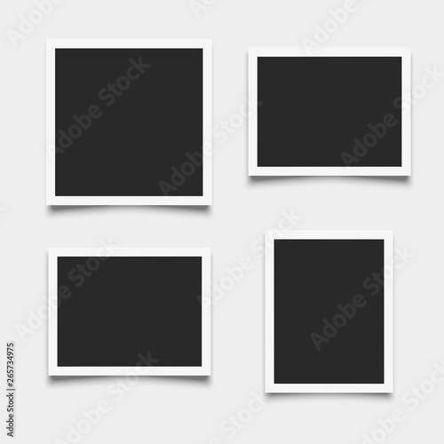 Set of empty photo frames on white background