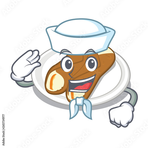Sailor cannoli is served on mascot plate