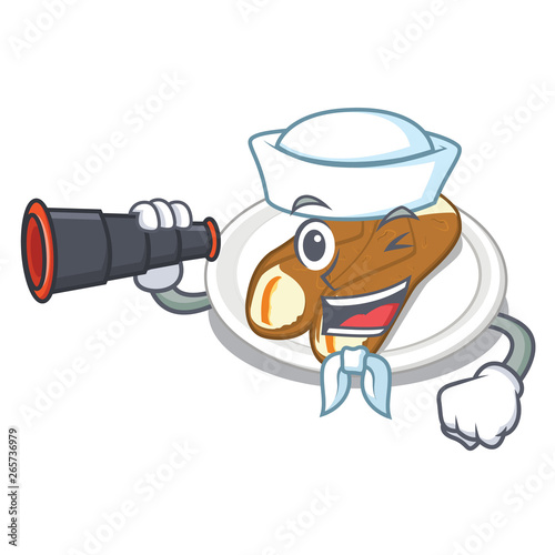 Sailor with binocular cannoli isolated with in the character