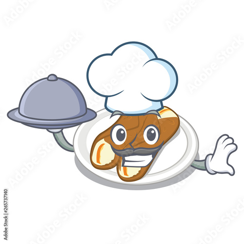 Chef with food cannoli isolated with in the character