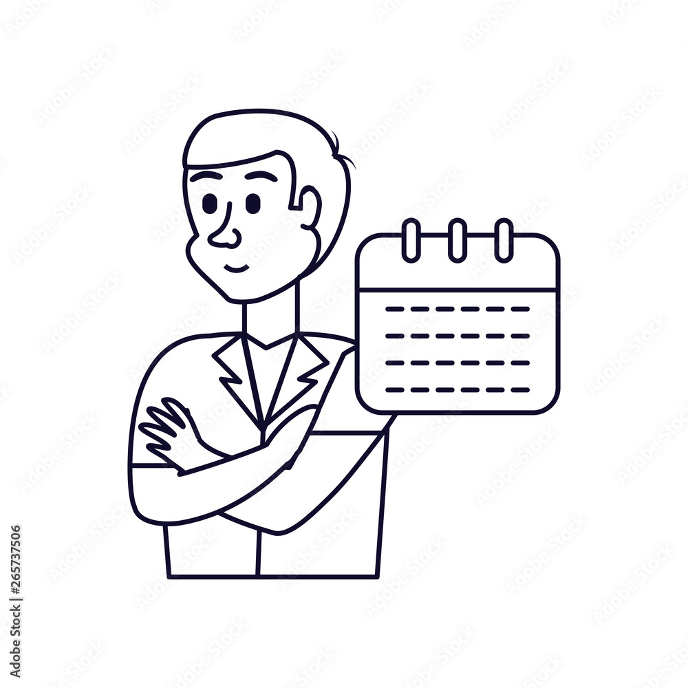businessman elegant with calendar reminder businessman elegant with calendar reminder