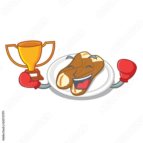 Boxing winner cannoli in the a cartoon shape