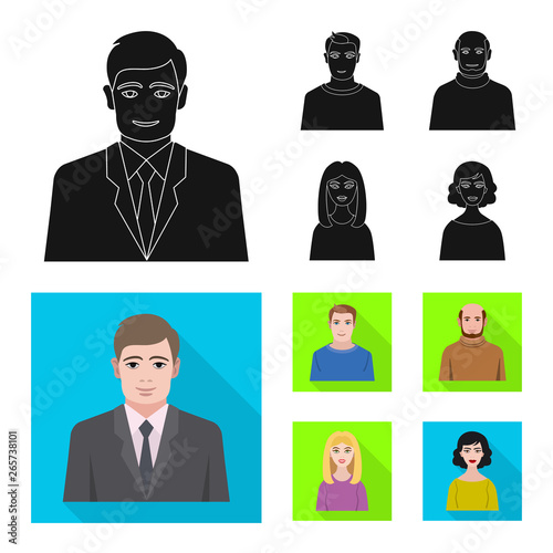 Vector illustration of hairstyle and profession  logo. Collection of hairstyle and character  stock vector illustration.