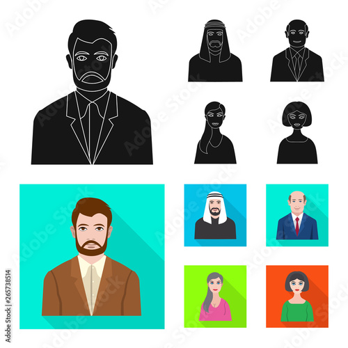 Isolated object of hairstyle and profession  icon. Collection of hairstyle and character  stock symbol for web.