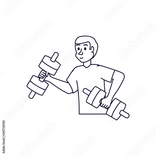 man athletic with dumbbells avatar character