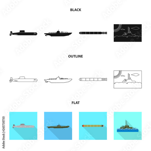 Vector design of war and ship icon. Set of war and fleet stock symbol for web.