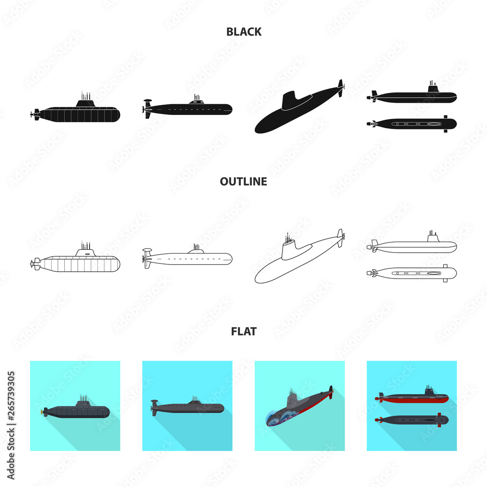 Vector illustration of war  and ship icon. Collection of war  and fleet stock symbol for web.