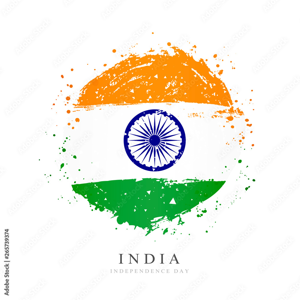 Indian flag in the shape of a large circle. Vector illustration on white  background. Stock Vector | Adobe Stock