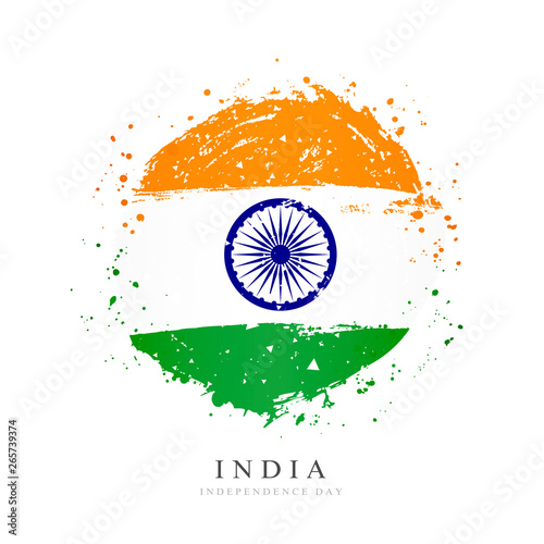 Indian flag in the shape of a large circle. Vector illustration on white background.