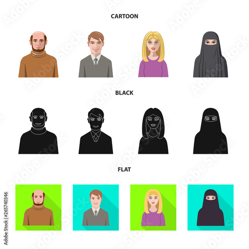 Isolated object of hairstyle and profession  symbol. Collection of hairstyle and character  stock symbol for web.