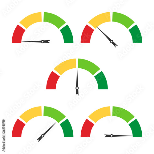 Set speedometer icon isolated on white background. Vector illustration.