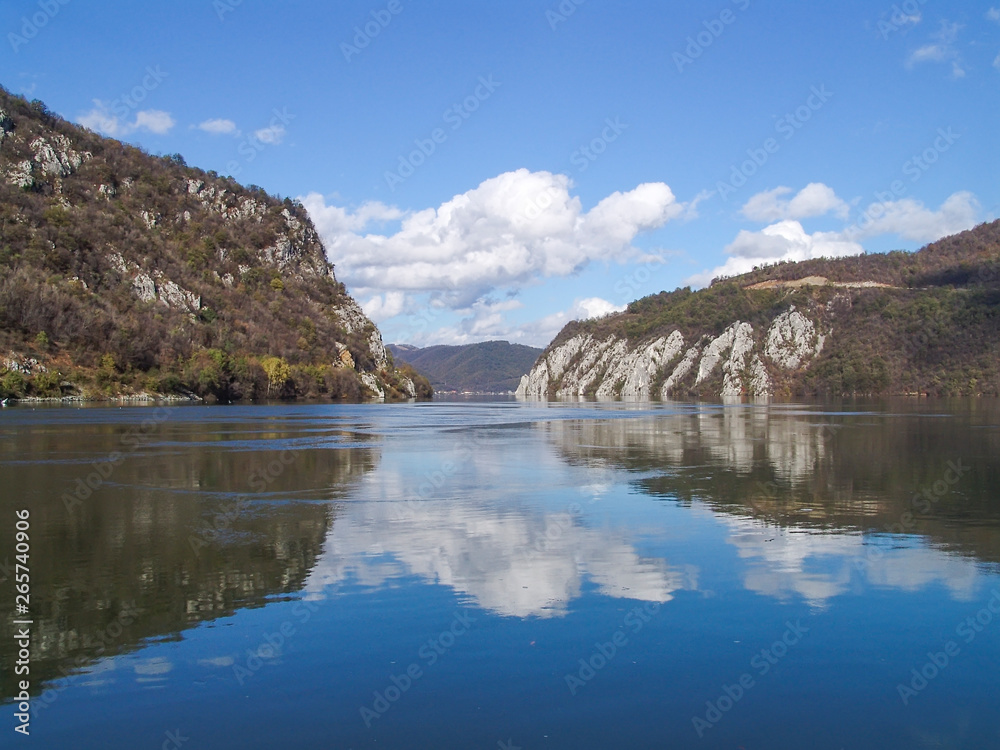 View at Danube gorge at Djerdap in Serbia