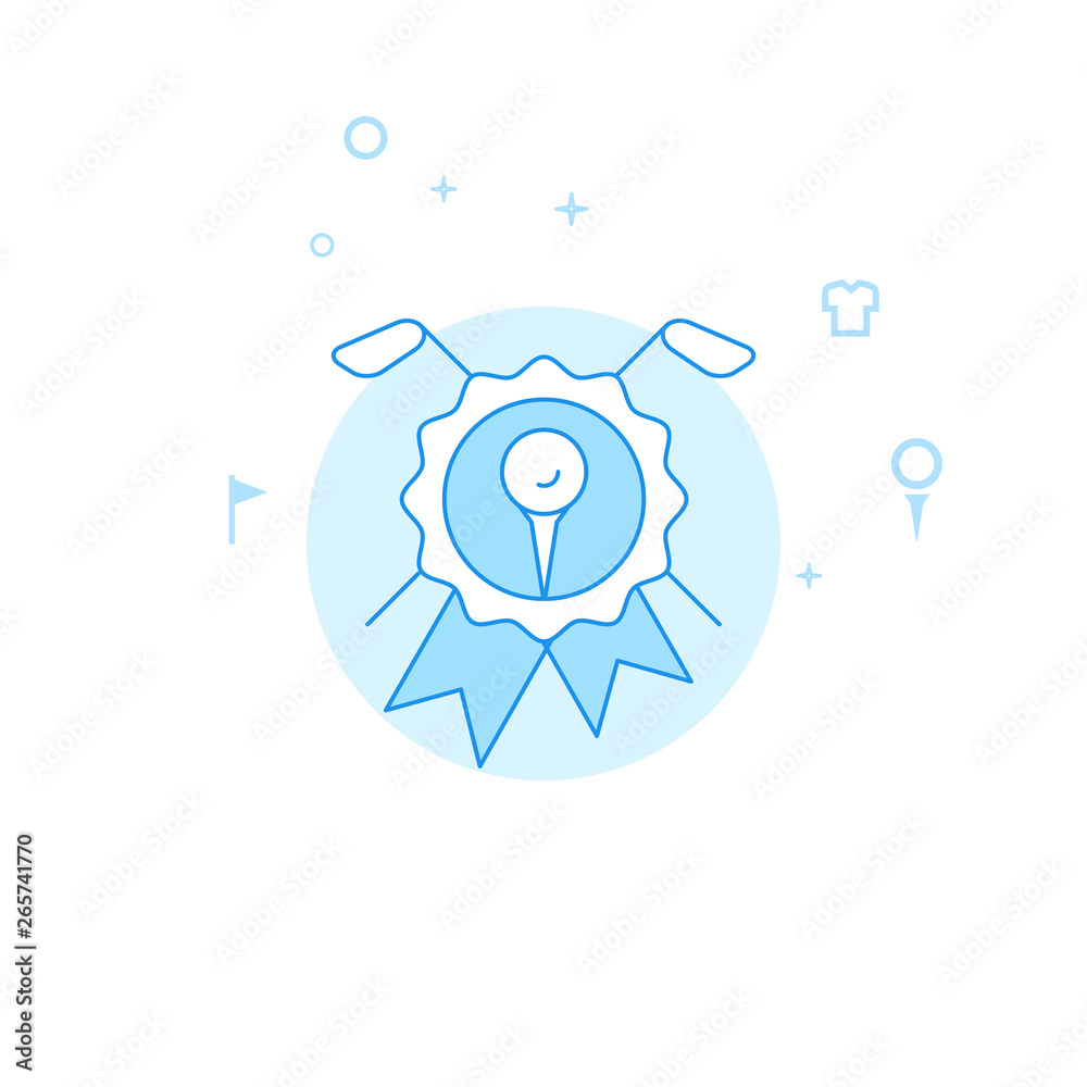 Obraz premium Golf Club Seal Emblem Flat Vector Illustration, Icon. Light Blue Monochrome Design. Editable Stroke