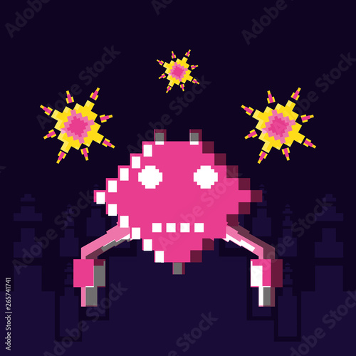 video game pixelated ufo