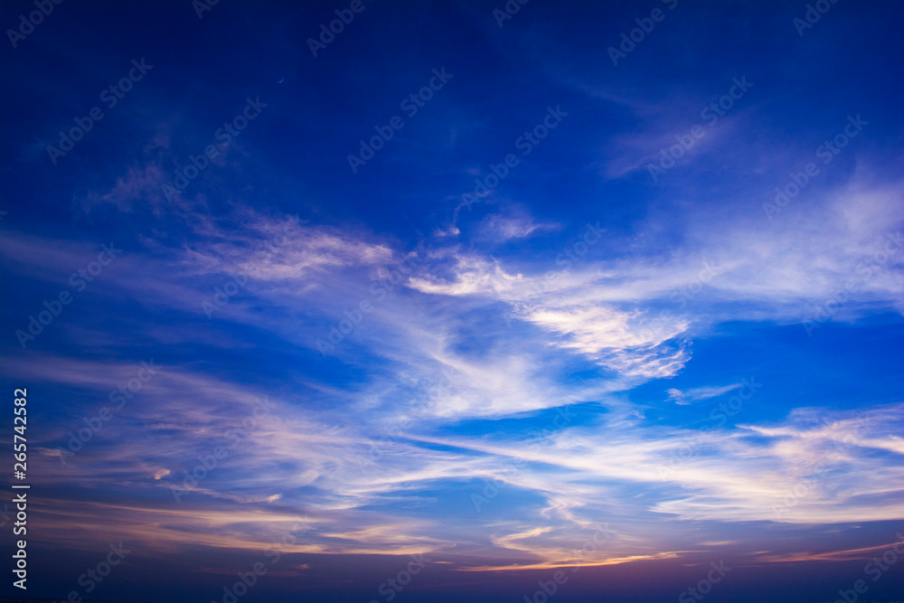 Blue sky at sunset, India.