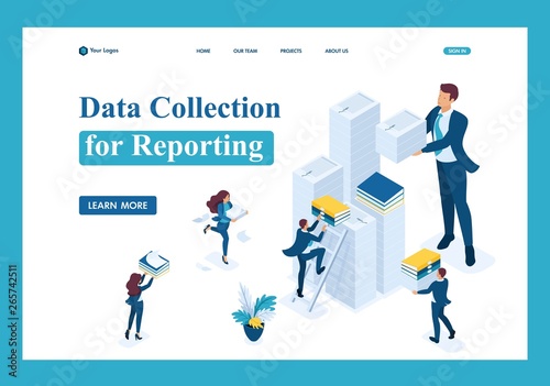 Isometric Data collection for reporting, audit © elizaliv