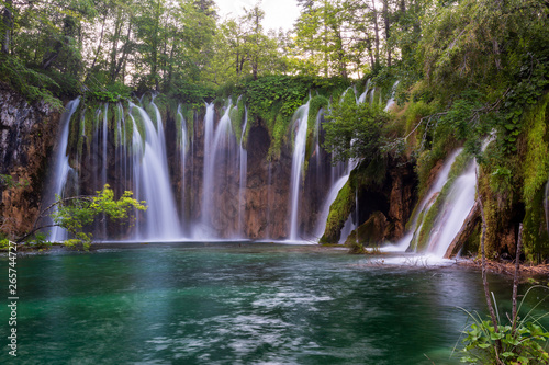 Fototapeta Naklejka Na Ścianę i Meble -  Dreamy waterfall in Plitvice Lakes National Park, Croatia