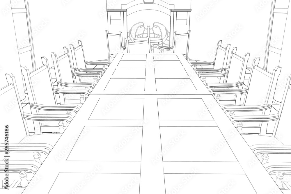 restaurant, summer terrace, 3D illustration, sketch, outline restaurant, summer terrace, 3D illustration, sketch, outline