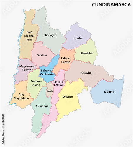 administrative and political vector map of the Colombian Department of Cundinamarca